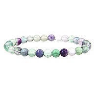 Natural Aaa Grade Clear Fluorite Gemstone 6Mm Round Beads Stretch Bracelet 7 Unisex