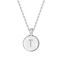 Pavoi 14K White Gold Plated Letter Necklace For Women Gold Initial Necklace For Girls Letter T