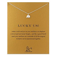 Lang Xuan Friendship Compass Necklace Good Luck Butterfly Pendant Chain Necklace With Message Card Gift Card For Women Girl Sil