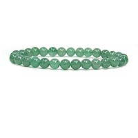 Natural Green Aventurine Gemstone 6Mm Round Beads Stretch Bracelet 7 Unisex