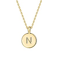 Pavoi 14K Yellow Gold Plated Letter Necklace For Women Gold Initial Necklace For Girls Letter N