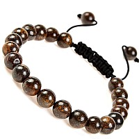 Massive Beads Natural Healing Power Gemstone Crystal Beads Unisex Adjustable Macrame Bracelets 8Mm Bronzite 8Mm