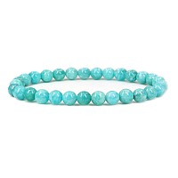 Natural Brazilian Amazonite Gemstone 6Mm Round Beads Stretch Bracelet 7 Unisex