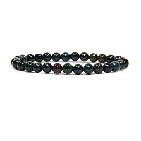 Natural Green Bloodstone Heliotrope Gemstone 6Mm Round Beads Stretch Bracelet 7 Unisex