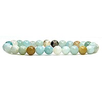 Natural Multicolor Amazonite Gemstone 6Mm Round Beads Stretch Bracelet 7 Unisex