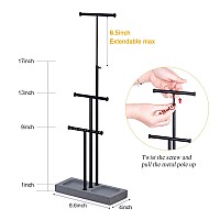 Lovekankei Jewelry Organizer Stand Metal Wood Base And Large Storage Necklaces Bracelets Earrings Holder Organizer Black And