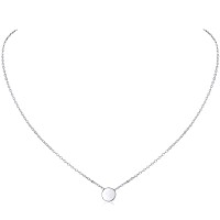 925 Sterling Silver Dot Necklace Round Circle Bead Floating Pendant Necklace For Women 16