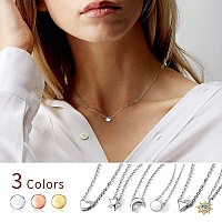 925 Sterling Silver Dot Necklace Round Circle Bead Floating Pendant Necklace For Women 16