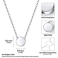 925 Sterling Silver Dot Necklace Round Circle Bead Floating Pendant Necklace For Women 16