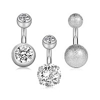 Gnoliew 14G 6Mm 14 Inch Short Belly Button Rings 316L Surgical Steel Navel Rings 3Pcs Asteel