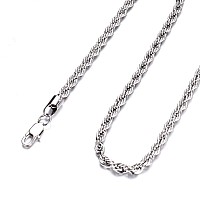 Feel Style Men Silver Plated Chain Necklace Twist Rope Chain For Men 3Mm 16 Inch Necklaces Jewelry