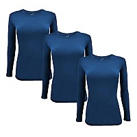 Natural Uniforms Womens Under Scrub Tee Crew Neck Long Sleeve Tshirt3Pack Xlarge 3 Packtrue Navy Blue