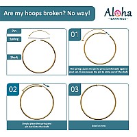 Aloha Earrings Clip On Hoop Earrings For Women Silver And Goldtone Brass Spring Hoops For Nonpierced Ears Black Medium