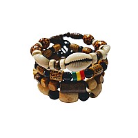 Novarena 124 Pcs Bracelets And Necklaces For Men Women Beaded Bracelets Multi Layer Stackable Ethnic Tribal African Traditional