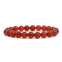 Adabele Real Natural Carnelian Red Agate Gemstone Beaded Bracelet 7 Inch Stretch Chakra Red Gems Stones Healing Crystal Energy Q