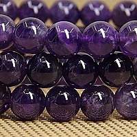 Natural A Grade Amethyst Gemstone 8Mm Purple Crystal Round Beads Stretch Bracelet 7 Inch