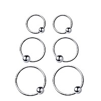 20G Sterling Silver Ball Bead Sleeper Small Hoop Earrings Tragus Cartilage Nose Rings Septum Piercing Huggie Hoops 3Pairs 810