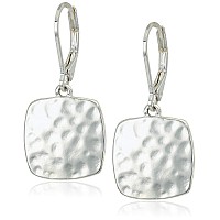 Nine West Classics Womens Silver Tone Soft Square Drop Earrings