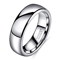 Trumium 6Mm White Tungsten Carbide Ring Unisex High Polished Classic Dome His And Hers Wedding Band Comfort Fit Size 105