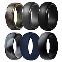 Silicone Wedding Ring For Men 6 Pack Breathable Silicone Rubber Wedding Bands Thin Silicone Ring 87 Mm Wide Camo Bluedark