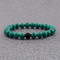 Cnlq Long Distance Bracelets For Lovers Couples Matching Gift Matte Agate 8Mm Bead Stone Elastic Red Elastic Green2