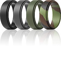 Thunderfit Silicone Wedding Ring For Men Black Dark Grey Olive Green Camo 10511 206Mm