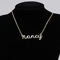 Awegift Personalized Name Necklace 18K Gold Plated New Mom Bridesmaid Gift Jewelry For Nancy