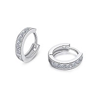 Small Cz Hoop Earrings For Women Teen Girls Cuff Cartilage Pierced Cubic Zirconia 925 Sterling Silver Tiny Hinged Huggie Diamond