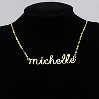 Awegift Personalized Name Necklace 18K Gold Plated New Mom Bridesmaid Gift Jewelry For Michelle