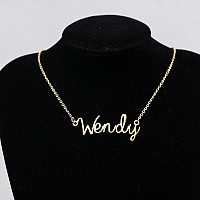 Awegift Personalized Name Necklace 18K Gold Plated New Mom Bridesmaid Gift Jewelry For Wendy