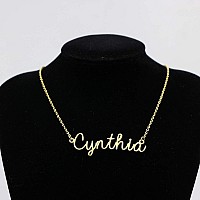 Awegift Personalized Name Necklace 18K Gold Plated New Mom Bridesmaid Gift Jewelry For Cynthia