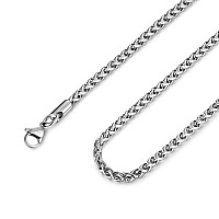 Hzman 35Mm Stainless Steel Wheat Silver Chain Necklaces For Men Women 16 30