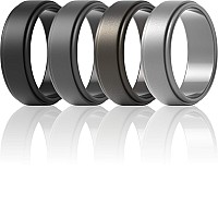 Thunderfit Silicone Wedding Ring For Men Black Dark Grey Brass Bright Silver 13514 23Mm