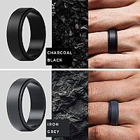 Thunderfit Silicone Wedding Ring For Men Black Dark Grey Brass Bright Silver 657 173Mm