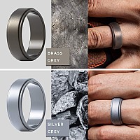 Thunderfit Silicone Wedding Ring For Men Black Dark Grey Brass Bright Silver 657 173Mm