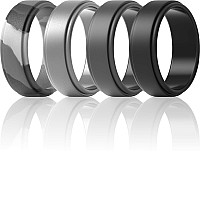 Thunderfit Silicone Wedding Ring For Men Black Dark Grey Grey Camo Bright Silver 758 182Mm