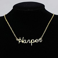 Awegift Personalized Name Necklace 18K Gold Plated New Mom Bridesmaid Gift Jewelry For Harper