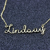 Awegift Personalized Name Necklace 18K Gold Plated New Mom Bridesmaid Gift Jewelry For Lindsay