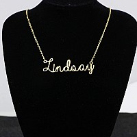 Awegift Personalized Name Necklace 18K Gold Plated New Mom Bridesmaid Gift Jewelry For Lindsay