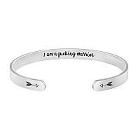 Joycuff Bangle Bracelets For Women Birthday Gifts For Her Silver Cuff Bangle Personalized Mantra Inspirational Daily Reminder