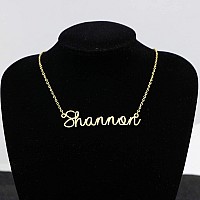 Awegift Personalized Name Necklace 18K Gold Plated New Mom Bridesmaid Gift Jewelry For Shannon