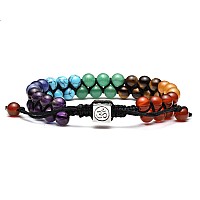 Top Plaza Bead Chakra Bracelet 7 Chakras Healing Crystals Bracelet Yoga Stone Beads Bracelets Meditation Relax Anxiety Bangle Fo