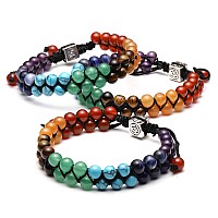 Top Plaza Bead Chakra Bracelet 7 Chakras Healing Crystals Bracelet Yoga Stone Beads Bracelets Meditation Relax Anxiety Bangle Fo