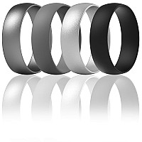 Thunderfit Silicone Wedding Rings For Men Women 63Mm Wide 165Mm Thick Black Grey Silver Dark Silver 11512 2130M