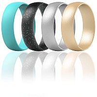 Thunderfit Silicone Wedding Rings For Men Women 63Mm Wide 165Mm Thick Black Teal Glitter Teal Silver Rose Gold 75