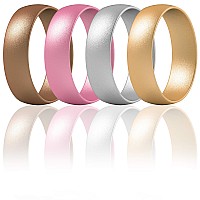 Thunderfit Silicone Wedding Rings For Men Women 63Mm Wide 165Mm Thick Women Bronze Gold Silver Metallic Pink 556