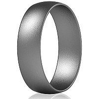 Thunderfit Silicone Wedding Rings For Men Women 63Mm Wide 165Mm Thick Dark Silver 9510 2020Mm