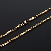 Hzman 35Mm Stainless Steel Wheat Silver Chain Necklaces For Men Women 16 30 240 Gold 16