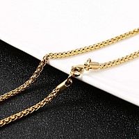 Hzman 35Mm Stainless Steel Wheat Silver Chain Necklaces For Men Women 16 30 240 Gold 16