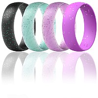 Thunderfit Silicone Wedding Rings For Men Women 63Mm Wide 165Mm Thick Pink Glitter Purple Glitter Blue Glitter Black